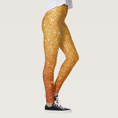 Cute Gold Glitter  Gold Leggings Womens
