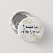 Cute Gold Glitter Grandma of the Groom Button (Front & Back)