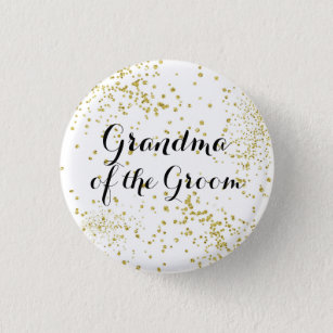 Cute Gold Glitter Grandma of the Groom Button