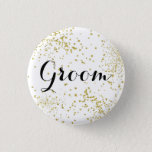 Cute Gold Glitter Groom Button at Zazzle