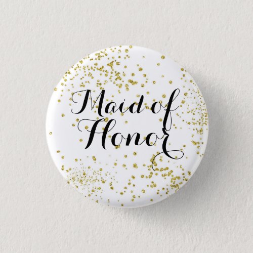 Cute Gold Glitter Maid of Honor Button