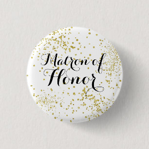 Cute Gold Glitter Matron of Honor Button