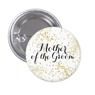 Cute Gold Glitter Mother of the Groom Button