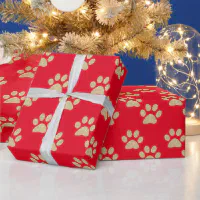 DOG PAW PRINT WRAPPING PAPER, Zazzle