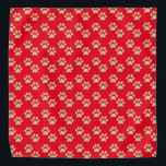 Cute Gold Glitter Paw Prints Red Pet Bandana<br><div class="desc">This adorable bandana for pets features a cute faux gold glitter paw print pattern on a red background. Makes an excellent Christmas or Holiday gift for your pet!</div>