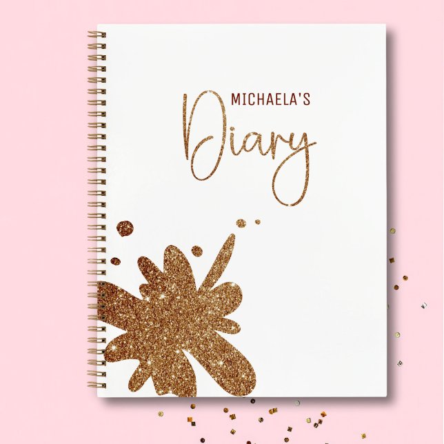 Cute Gold Glitter Splatter Girl Diary Notebook (Creator Uploaded)