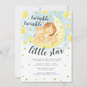 Cute Gold Glitter Twinkle Little Star Baby Shower  Invitation