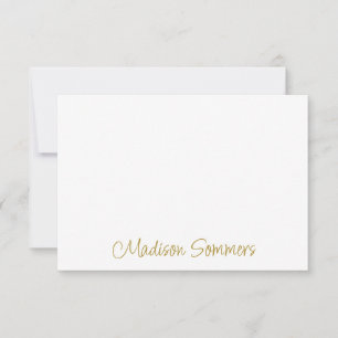 Cute Gold Handwritten Script Name Note Card