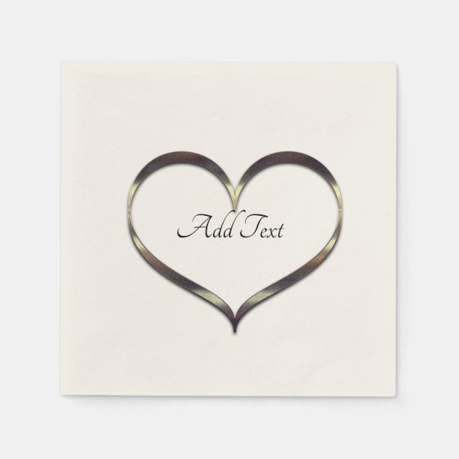 Cute Gold Heart Add Text Napkins (Front)