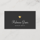 Cute Gold Heart Black Beauty Consultant Business Card (Front)