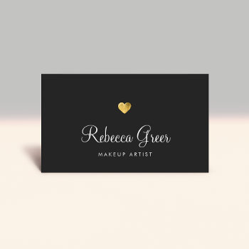 Cute Gold Heart Black Beauty Consultant Business Card by sm_business_cards at Zazzle