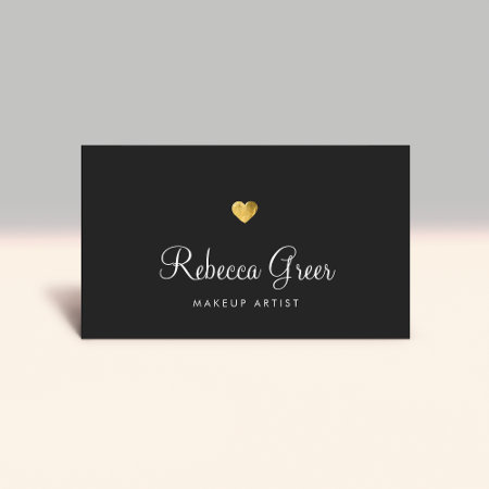 Cute Gold Heart Black Beauty Consultant Business Card