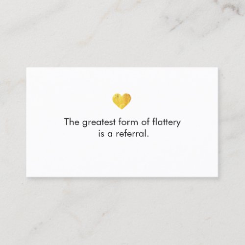 Cute Gold Heart White Customer Referral Card