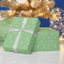 Cute Gold Hearts Green Wrapping Paper