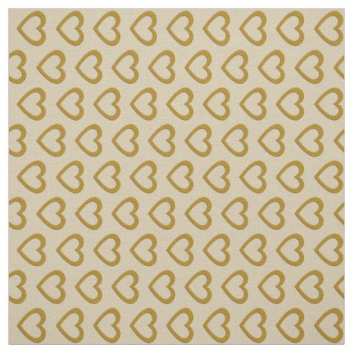 Cute Gold Hearts Pattern Cream Fabric