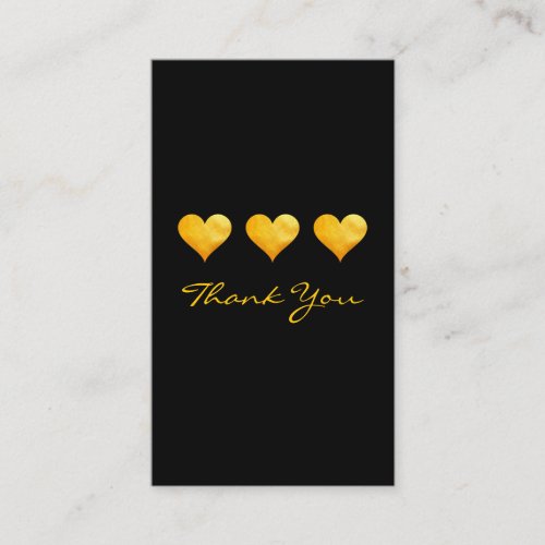 Cute Gold Hearts Thank You Business Card