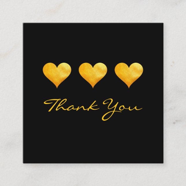 Cute Gold Hearts Thank You Discount Card (Front)