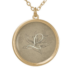 Cute Gold Lily Add Monopgram Necklace