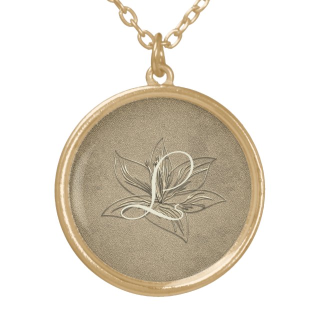 Cute Gold Lily Add Monopgram Necklace (Front)