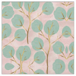 Cute Gold &amp; Mint Tree shapes Minimal Pink Pattern Fabric