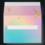 Cute gold moon stars rainbow pastel baby shower envelope<br><div class="desc">Cute gold moon stars rainbow pastel holographic baby shower</div>