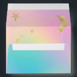 Cute gold moon stars rainbow pastel baby shower envelope<br><div class="desc">Cute gold moon stars rainbow pastel holographic baby shower</div>