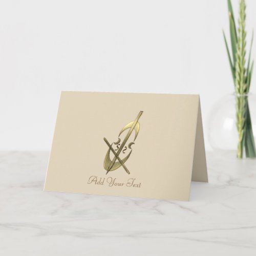 Cute Gold Music Cello Add Text Greeting Card