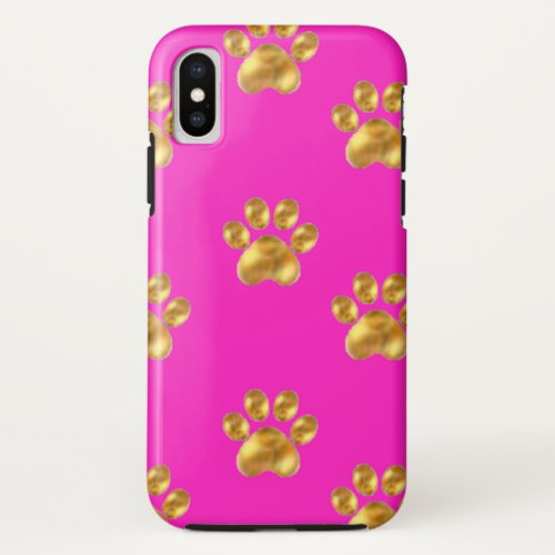 Cute gold paws iPhone x case