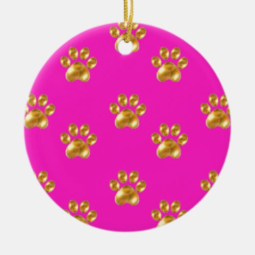 Cute gold paws ceramic ornament