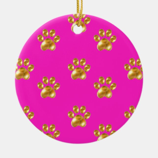 Cute gold paws ceramic ornament (Front)