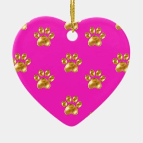 Cute gold paws ceramic ornament