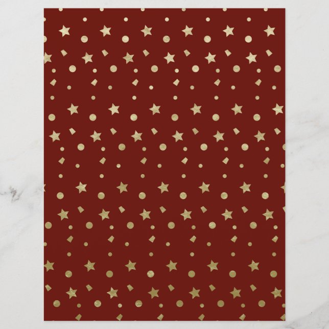 Cute Gold/Red Christmas Scrapbook Paper (Front)