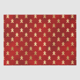 Cute gold red gingerbread cookie elegant Christmas Tissue Paper