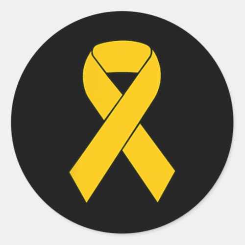 Cute Gold Ribbon Childhood Cancer Awareness Women  Classic Round Sticker