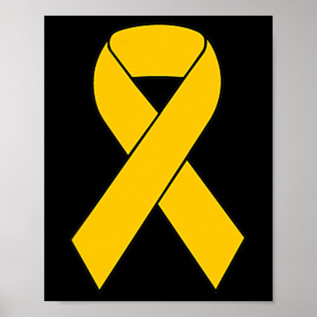 Cute Gold Ribbon Childhood Cancer Awareness Women  Poster (Front)