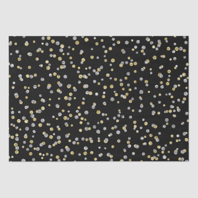 cute gold silver dots pattern New Years Tissue Paper (Front)