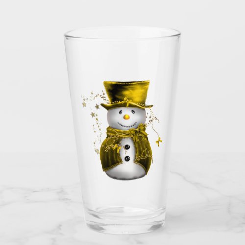 Cute Gold Snowman Christmas