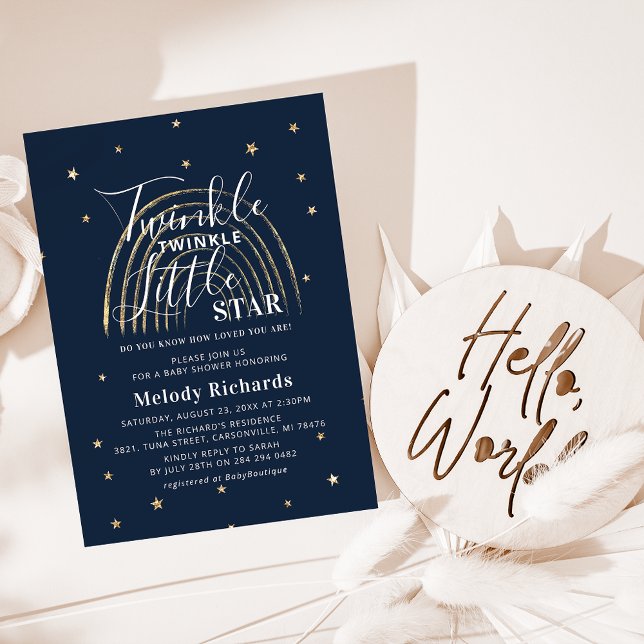 Cute Gold Star & Rainbow Baby Shower Invitation (Creator Uploaded)