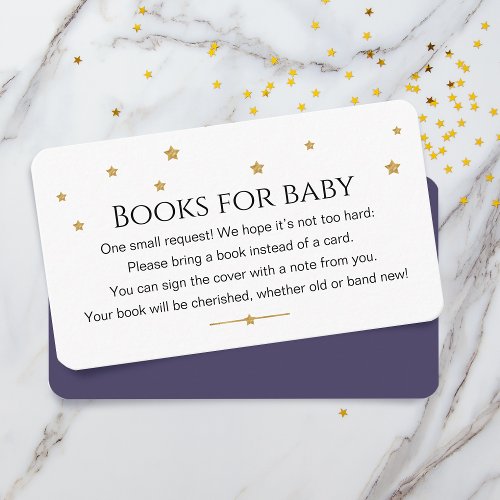 Cute Gold Stars Books For Baby Request Enclosure Card