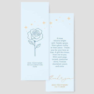 Cute Gold Stars Rose Thank You Heart Script Poem Bookmarks