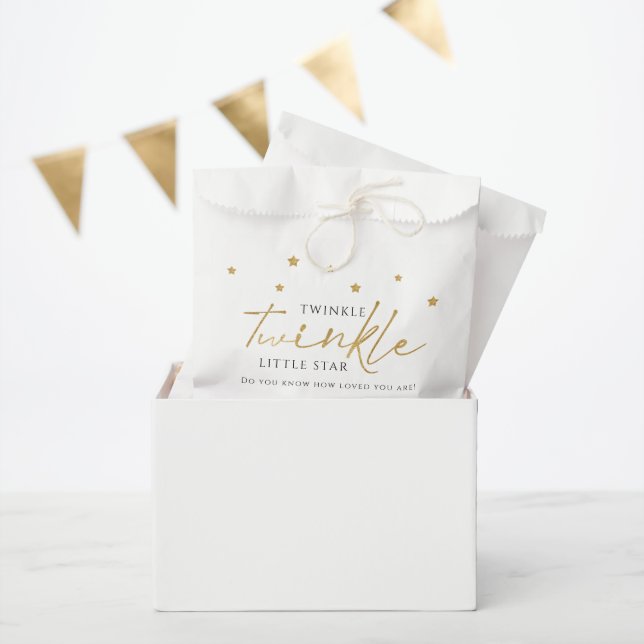 Cute Gold Stars Twinkle Twinkle Baby Shower Favor Favor Bag (Party)