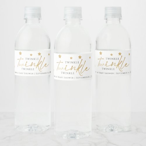 Cute Gold Stars Twinkle Twinkle Baby Shower Favor  Water Bottle Label