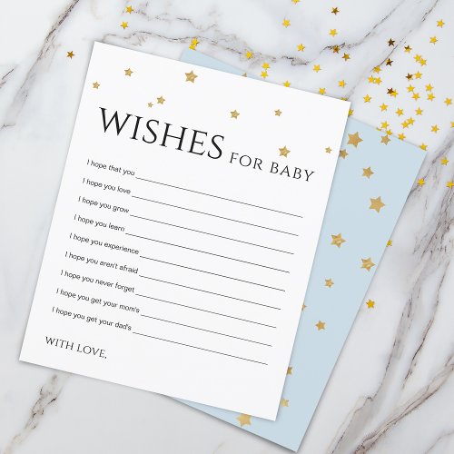 Cute Gold Stars Wishes for Baby Advice Card