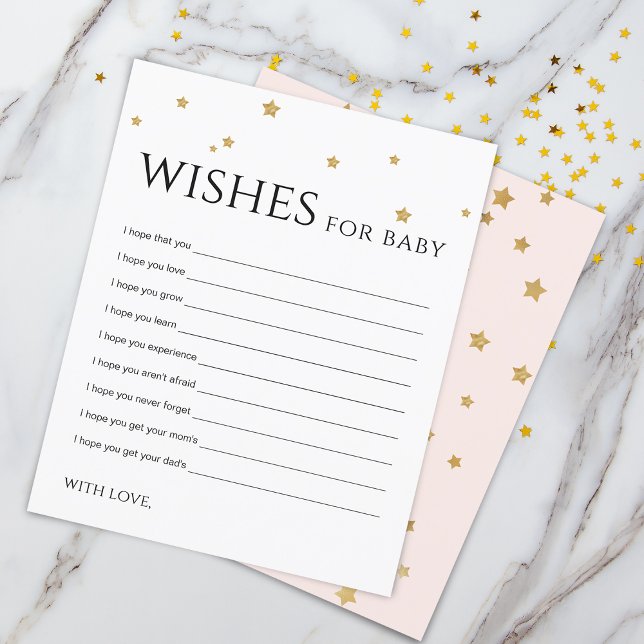 Cute Gold Stars Wishes for Baby Advice Card (Cute Gold Stars Wishes for Baby Advice Card)