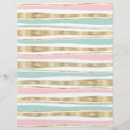 Cute Gold Stripes Doodles Pink Design Letterhead