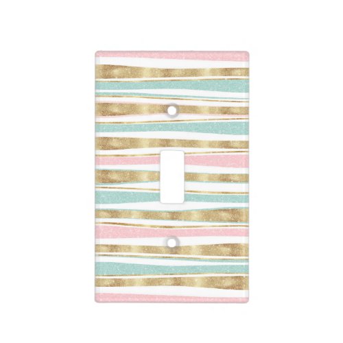 Cute Gold Stripes Doodles Pink Design Light Switch Cover