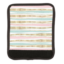Cute Gold Stripes Doodles Pink Design Luggage Handle Wrap