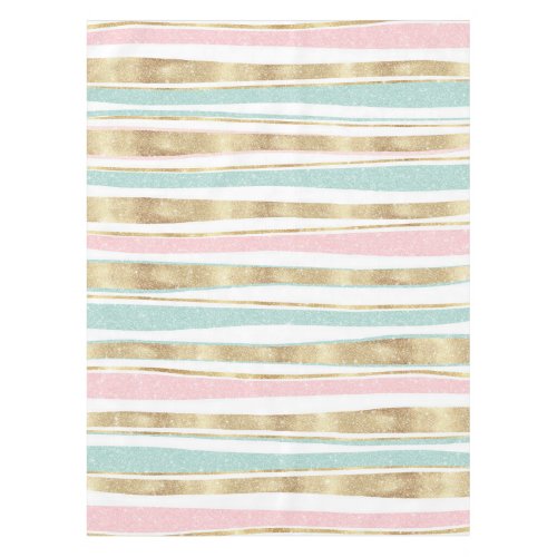 Cute Gold Stripes Doodles Pink Design Tablecloth