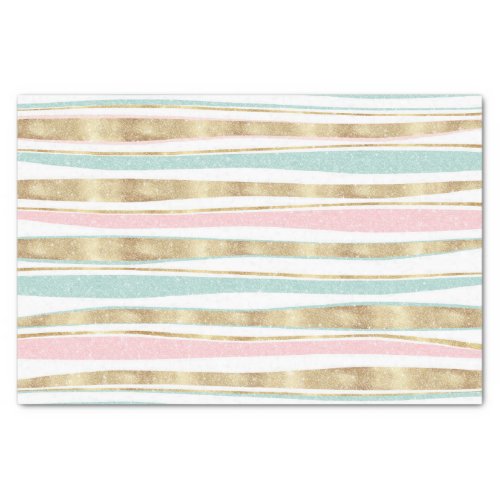 Cute Gold Stripes Doodles Pink Design Tissue Paper