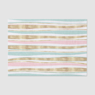 Cute Gold Stripes Doodles Pink Design Tissue Paper